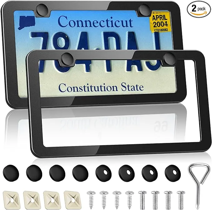 Cadre de plaque d'immatriculation robuste noir mat