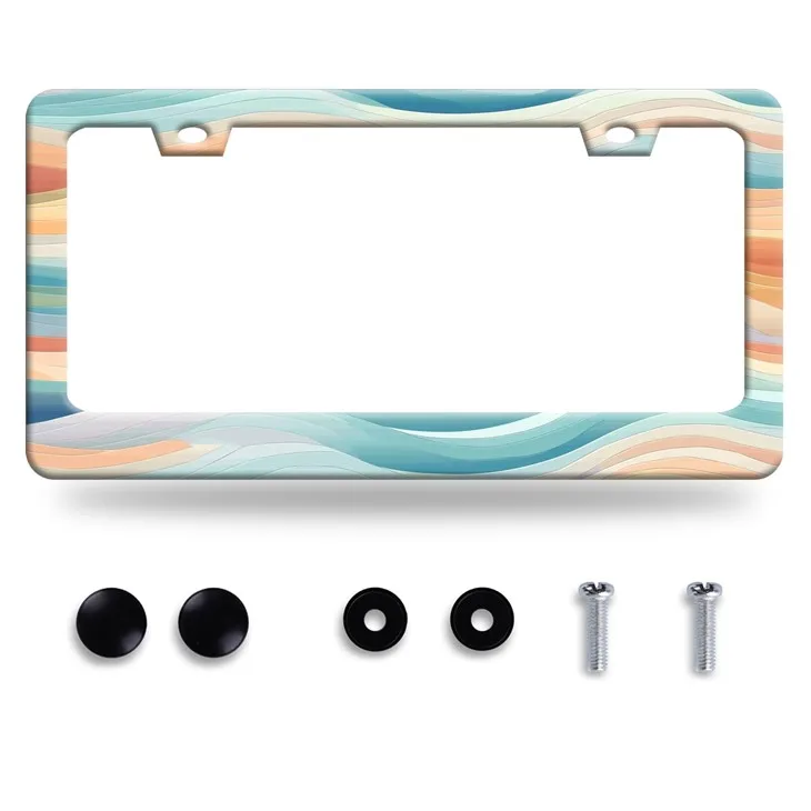 Plaque d'immatriculation arc-en-ciel à lignes ondulées rétro